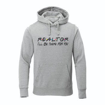 Al Amal Friends Trendy Hoodie With logo Asymmetric neck Fleece Fabric Friendly to skin,Unisex adult Gray