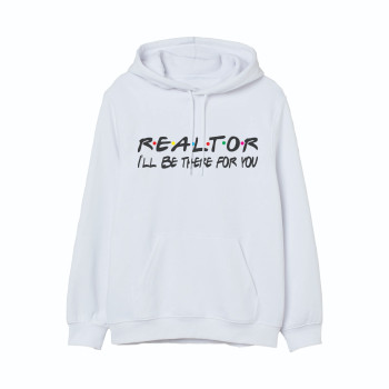 Al Amal Friends Trendy Hoodie With logo Asymmetric neck Fleece Fabric Friendly to skin,Unisex adult White