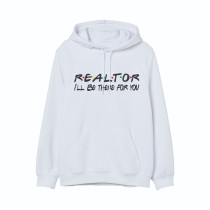 Al Amal Friends Trendy Hoodie With logo Asymmetric neck Fleece Fabric Friendly to skin,Unisex adult White