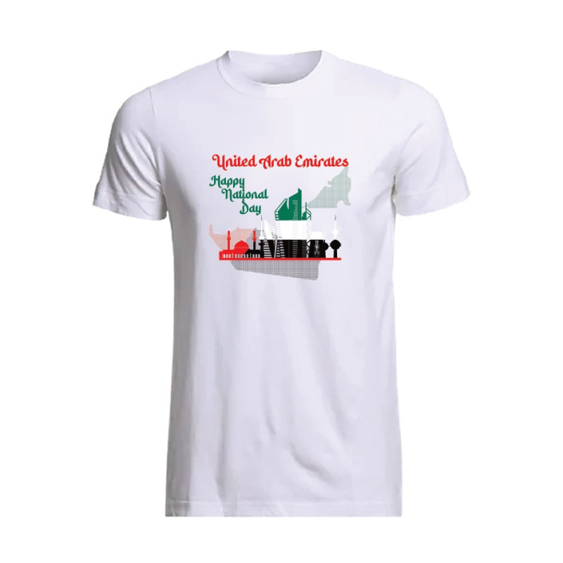 Al Amal UAE ND tishrt with Mosque logo Round Neck Cotton Fabric Friendly to skin,Unisex adult White