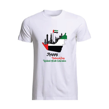 Al Amal UAE tishirt with Burj kahila n ship image Round Neck Cotton Fabric Friendly to skin,Unisex kids White