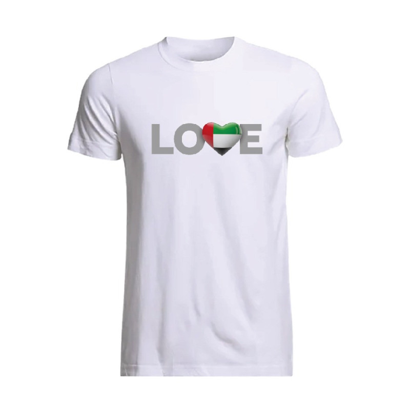 Al Amal UAE ND Tishrt Love Image Round Neck Cotton Fabric Friendly to skin,Unisex kids White