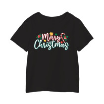 Al Amal Merry christmas T-shirt (whithout santa) Round Neck Cotton Fabric Friendly to skin,Unisex kids Black