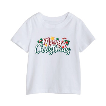 Al Amal Merry christmas T-shirt (whithout santa) Round Neck Cotton Fabric Friendly to skin,Unisex kids White