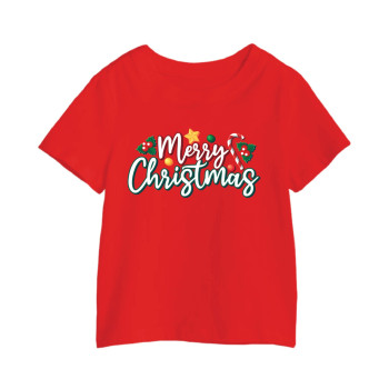 Al Amal Merry christmas T-shirt (whithout santa) Round Neck Cotton Fabric Friendly to skin,Unisex kids Red