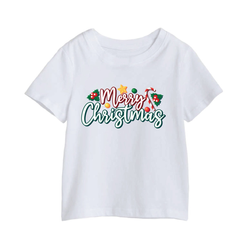 Al Amal Merry christmas T-shirt (whithout santa) Round Neck Cotton Fabric Friendly to skin,Unisex Adult White