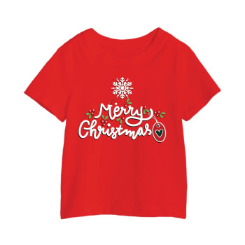 Al Amal Christmas T-shirt With Lil heart n flower Round Neck Cotton Fabric Friendly to skin,Unisex kids Red