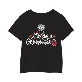 Al Amal Christmas T-shirt With Lil heart n flower Round Neck Cotton Fabric Friendly to skin,Unisex adults Black