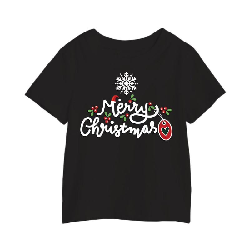 Al Amal Christmas T-shirt With Lil heart n flower Round Neck Cotton Fabric Friendly to skin,Unisex adults Black