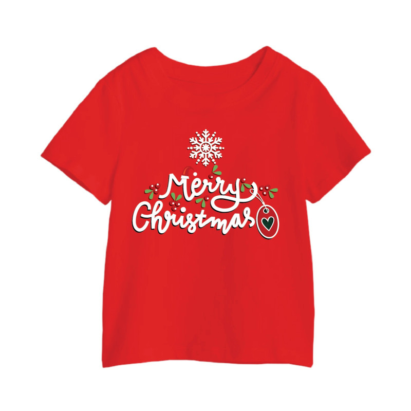 Al Amal Christmas T-shirt With Lil heart n flower Round Neck Cotton Fabric Friendly to skin,Unisex adults Red