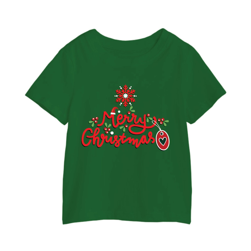 Al Amal Christmas T-shirt With Lil heart n flower Round Neck Cotton Fabric Friendly to skin,Unisex adults Green