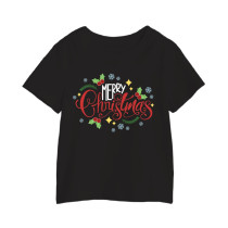 Al Amal Christmas T-shirt Leaves  with Red dots Round Neck Cotton Fabric Friendly to skin,Unisex adult Black