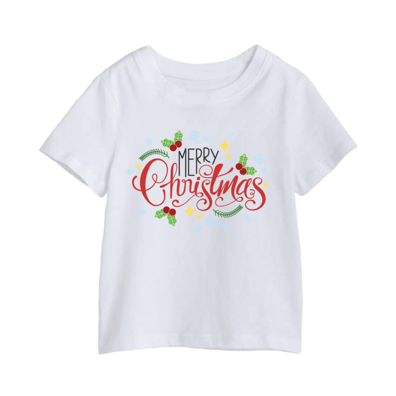Al Amal Christmas T-shirt Leaves with Red dots Round Neck Cotton Fabric Friendly to skin,Unisex adult White