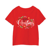 Al Amal Christmas T-shirt Leaves  with Red dots Round Neck Cotton Fabric Friendly to skin,Unisex adult Red