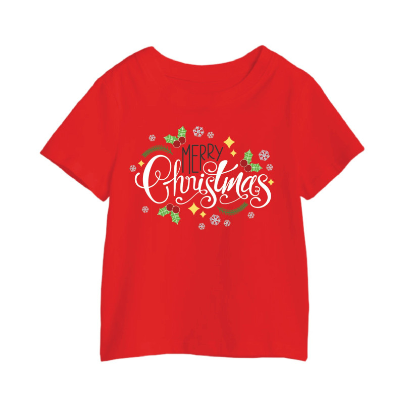 Al Amal Christmas T-shirt Leaves with Red dots Round Neck Cotton Fabric Friendly to skin,Unisex adult Red