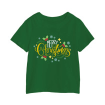 Al Amal Christmas T-shirt Leaves  with Red dots Round Neck Cotton Fabric Friendly to skin,Unisex adult Green