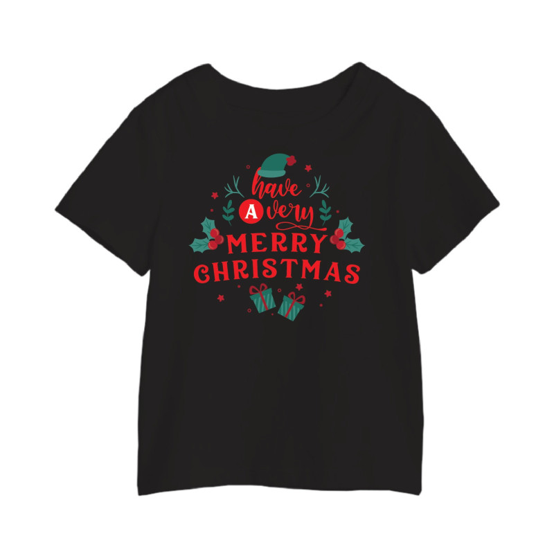 Al Amal Have a very merry christmas Tishirt Round Neck Cotton Fabric Friendly to skin,Unisex kids Black