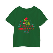 Al Amal Have a very merry christmas Tishirt Round Neck Cotton Fabric Friendly to skin,Unisex kids Green