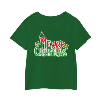 Al Amal Christmas T-shirt with green n yellow tress Round Neck Cotton Fabric Friendly to skin,Unisex kids Red