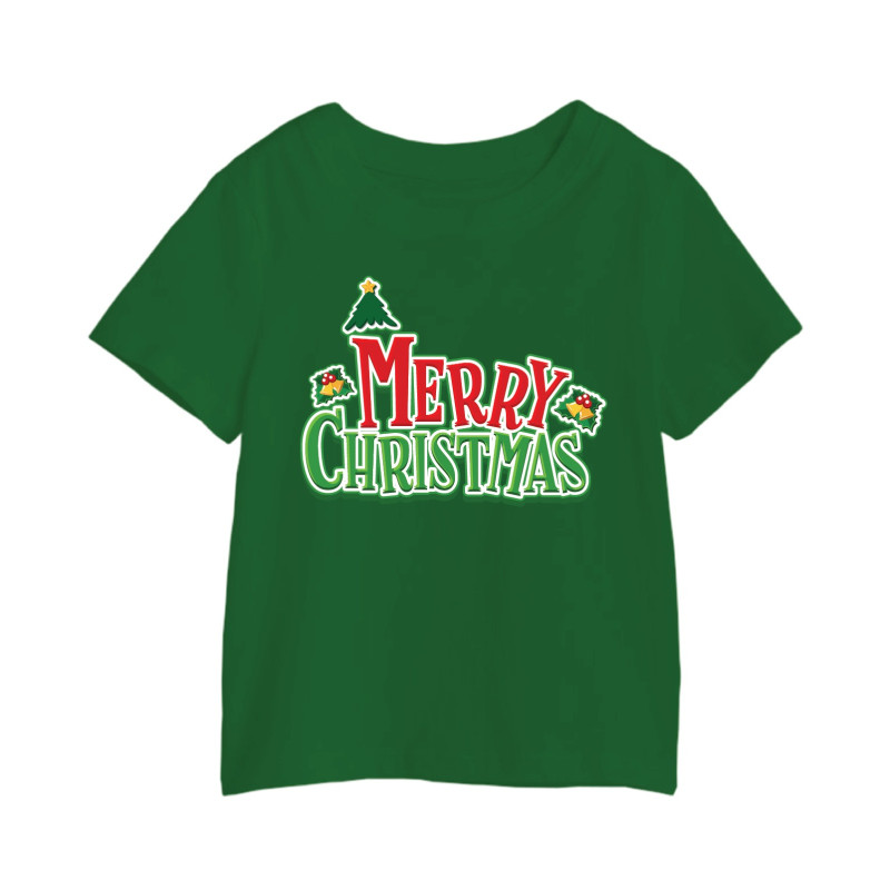 Al Amal Christmas T-shirt with green n yellow tress Round Neck Cotton Fabric Friendly to skin,Unisex kids Red
