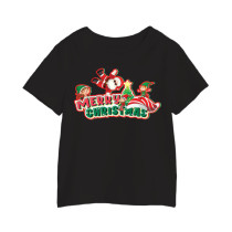 Al Amal christmas T-shirt with santa n his 3 elves  Round Neck Cotton Fabric Friendly to skin,Unisex adult Black