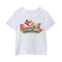 Al Amal christmas T-shirt with santa n his 3 elves  Round Neck Cotton Fabric Friendly to skin,Unisex adult White