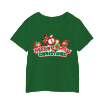 Al Amal christmas T-shirt with santa n his 3 elves  Round Neck Cotton Fabric Friendly to skin,Unisex kids Green