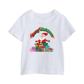 Al Amal Christmas T-shirt with santa n gifts Round Neck Cotton Fabric Friendly to skin,Unisex adult White