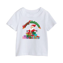 Al Amal Christmas  T-shirt  with santa n gifts Round Neck Cotton Fabric Friendly to skin,Unisex adult White