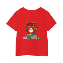 Al Amal christmas T-shirt with santa n gifts in hand Round Neck Cotton Fabric Friendly to skin,Unisex Adults Red