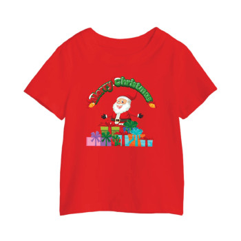 Al Amal Christmas T-shirt with santa n gifts Round Neck Cotton Fabric Friendly to skin,Unisex adult Red