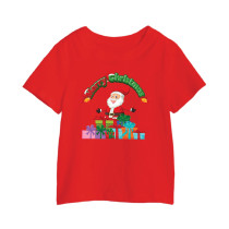 Al Amal Christmas  T-shirt  with santa n gifts Round Neck Cotton Fabric Friendly to skin,Unisex adult Red