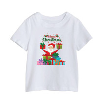 Al Amal christmas T-shirt with santa n gifts in hand Round Neck Cotton Fabric Friendly to skin,Unisex Adults White
