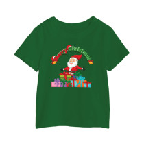 Al Amal Christmas  T-shirt  with santa n gifts Round Neck Cotton Fabric Friendly to skin,Unisex kids Green