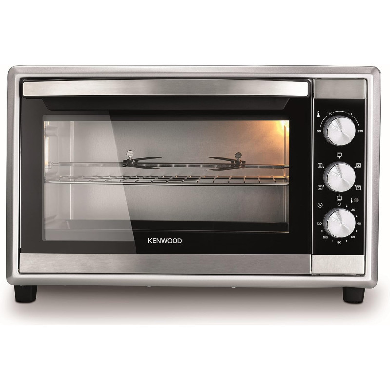 Kenwood 56L Toaster Oven Oven Toaster Grill Large Capacity Double Glass Door Multifunctional With Rotisserie And Convection Function For Grilling, Silver, Stainless Steal, Mom56.000Ss