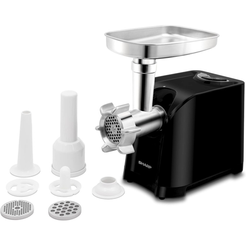 Sharp 2200W 3 Disc Meat Mincer/Grinder/Sausage/Kebab Maker EG-PL41-K3, Japan Blade With Reverse Function, Black And Silver "Min 1 year Manufacturer Warranty"