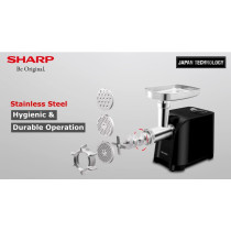 Sharp 2200W 3 Disc Meat Mincer/Grinder/Sausage/Kebab Maker EG-PL41-K3, Japan Blade With Reverse Function, Black And Silver "Min 1 year Manufacturer Warranty"