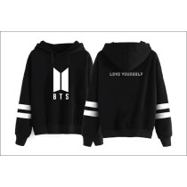 BTS Love Yourself Hoodies Sweatshirts K-pop BTS Bangtan Boys Women Hoodie Sweatshirt Mens Hip-hop Popular Idol BTS Clothes, Black