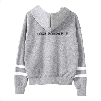 BTS Love Yourself Hoodies Sweatshirts K-pop BTS Bangtan Boys Women Hoodie Sweatshirt Mens Hip-hop Popular Idol BTS Clothes, Grey
