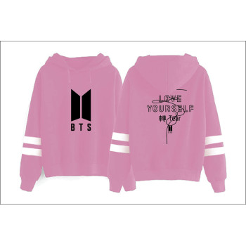 BTS Love Yourself Hoodies Sweatshirts K-pop BTS Bangtan Boys Women Hoodie Sweatshirt Mens Hip-hop Popular Idol BTS Clothes, Pink