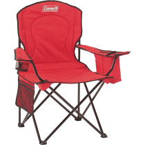 Coleman Portable Quad Camping Chair With Cooler, Red, 1 Year Warranty
