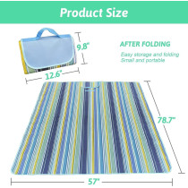 Sky Touch Foldable Picnic Blanket Waterproof Beach Blanket Waterproof Picnic Blanket Portable Picnic Mat Portable Beach Mat For Outdoor Camping Family Outdoor Park Garden, 1 Year Warranty