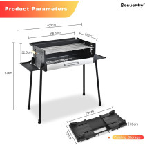 Beauenty Barbecue Charcoal Grill Set, Portable Stainless Steel Charcoal Grill, Bbq Charcoal Grill Set For Outdoor Cooking Camping Picnics, Large Baking Pan Is Ideal For Multiplayer Party, 1 Year Warranty