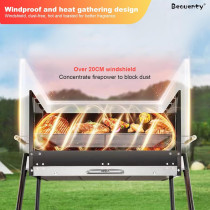 Beauenty Barbecue Charcoal Grill Set, Portable Stainless Steel Charcoal Grill, Bbq Charcoal Grill Set For Outdoor Cooking Camping Picnics, Large Baking Pan Is Ideal For Multiplayer Party, 1 Year Warranty