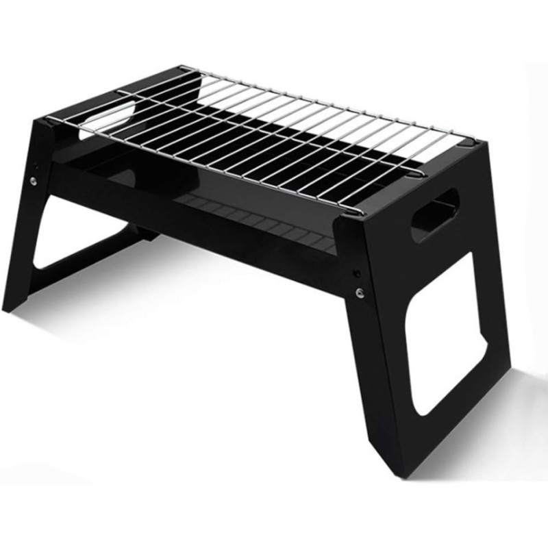 Barbecue Grill, Portable Folding Charcoal Barbecue, Desk Tabletop Outdoor Stainless Steel Smoker Bbq For Picnic/ Garden/ Terrace/ Camping/ Travel, 1 Year Warranty