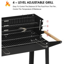 Hexar Outdoor Standing Barbecue Grill On Wheels, Barbecue Grill Large Charcoal Grill Bbq Trolley Height Adjustable Smoker Barbecue With Shelf Side Table Wheels (Grill On Wheels), 1 Year Warranty