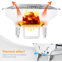Barbecue Grill Stainless Steel, Bbq Charcoal Grill Smoker Barbecue Folding Portable For Outdoor Cooking/ Camping/ Hiking/ Picnics/ Backpacking, Large, 1 Year Warranty