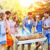 Barbecue Grill Stainless Steel, Bbq Charcoal Grill Smoker Barbecue Folding Portable For Outdoor Cooking/ Camping/ Hiking/ Picnics/ Backpacking, Large, 1 Year Warranty