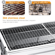Barbecue Grill Stainless Steel, Bbq Charcoal Grill Smoker Barbecue Folding Portable For Outdoor Cooking/ Camping/ Hiking/ Picnics/ Backpacking, Large, 1 Year Warranty