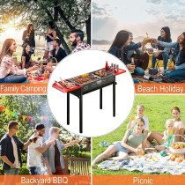 Vucatin Portable Charcoal Grill Bbq, Outdoor Stainless Steel Barbecue Grill, Folding Portable Go Anywhere Charcoal Grill For Cooking, Camping,Hiking, Picnic Patio Backyard Large (Black/Red), 1 Year Warranty